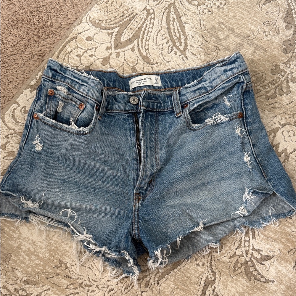 Abercrombie & Fitch Frayed Hem Blue Jean Shorts